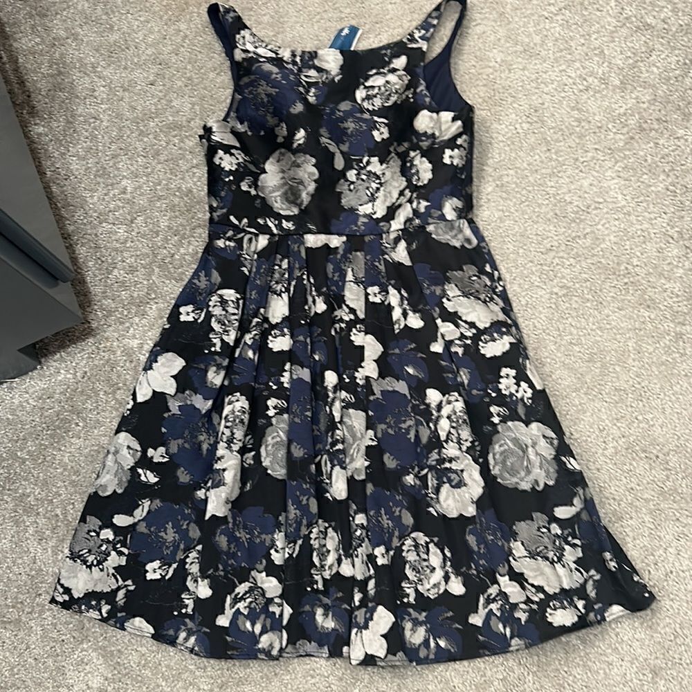 New Eva Franco for Anthropologie Blue/Silver Floral Brocade Midi Dress Sz 8 NWT - Picture 11 of 13